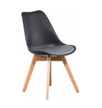 Пластиковий стілець Sedia чорно-сірий з м'яким сидінням на дерев'яних ніжках, фото 2