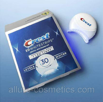 Відбілюючі смужки для зубів Crest 3D Whitestrips Professional White + LED Light паковання 19 пар (7 тонів)