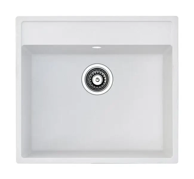 Гранітна кухонна мийка Fabiano Quadro 56x51 Alpine White, біла, одночашева без крила (8221.301.0545), фото 1