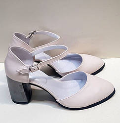 STTOPA Розміри 33,34,35,36,41,42,43,44 . Туфлі великих розмірів шкіряні. Каблук 8 см. 152-3344-8 Молочні