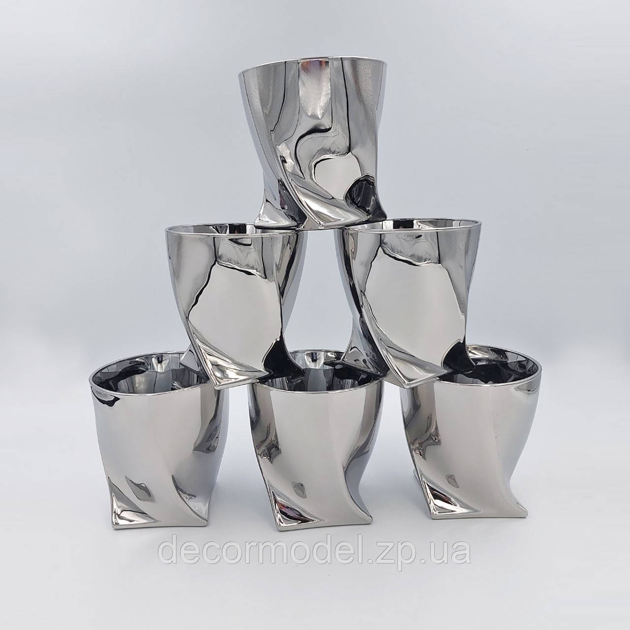 Набір склянок для віскі 6 шт Bohemia Quadro Platinum 340 мл хром