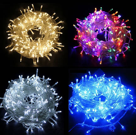 Новогодняя гирлянда 200 LED, 15M, Прозрачный провод тулс, фото 2