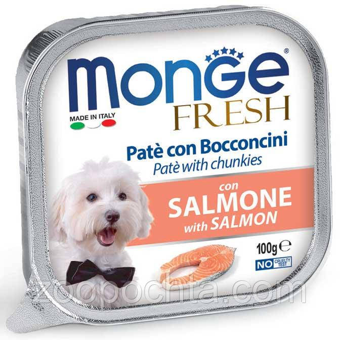 Вологий корм Monge Dog Fresh для собак усіх порід, паштет лосось, 0.1 КГ 5 шт., фото 1