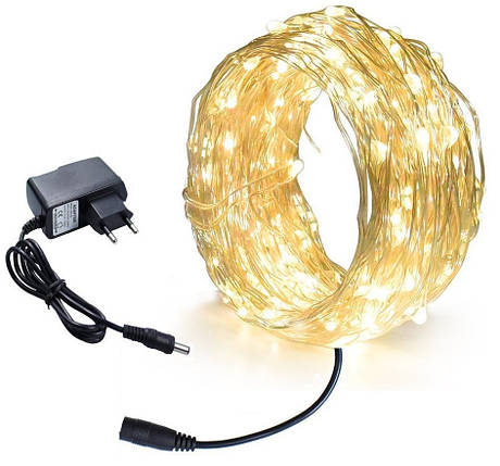 Новогодняя гирлянда 100 LED, Длина 11 М, Белый теплый свет 230В тулс, фото 2
