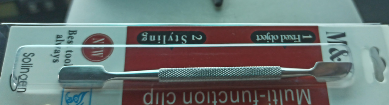 Лопаточка для кутикули з металевою ручкою, шабер, фото 1