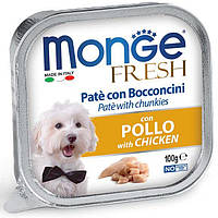 Влажный корм Monge Dog Fresh для собак всех пород, паштет курица, 0.1КГх32ШТ