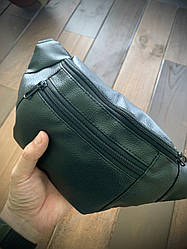 Бананка з еко шкіри чорна | Сумка чоловіча на пояс ЛЮКС якості