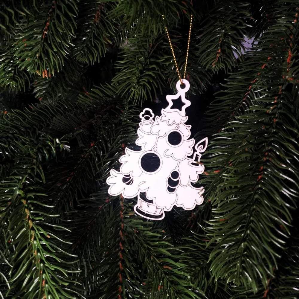 Новорічна іграшка з фанери дерев'яна в білому кольорі. Ялинка. - фото 1 - id-p1493548937