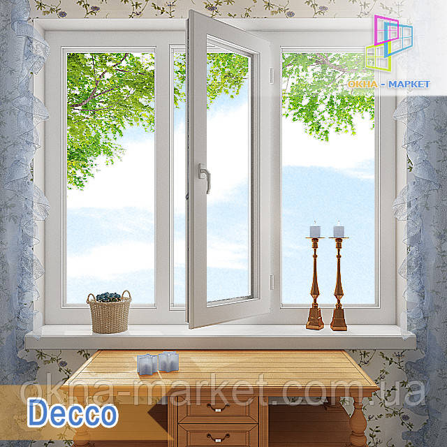 Трехстворчатое пластиковое окно Decco - фото 1 - id-p106480433