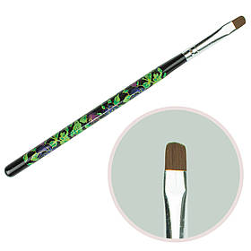 Пензель для гелю №8 овальний ворс чорна з колір (пензлики для малювання, пензлики для моделювання, манікюрні)