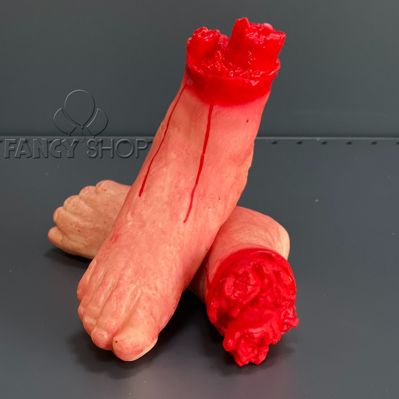 Декоративна "Нога обрубана червона" на Хелловін, Прикол "Оторванная нога" на хэллоуин, фото 1