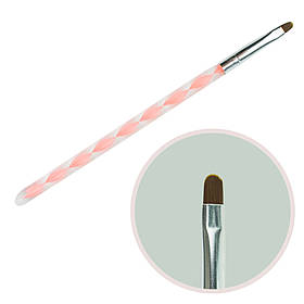 Пензель для гелю No6 овальний ворс пластик (пензли для малювання, пензлики для моделювання, манікюрні)