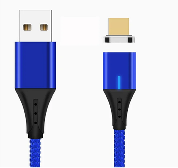Магнітний кабель - Micro USB для заряджання і передачі даних 1 Метр Синій Blue