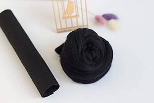 Вовна для валяння №350 чорна 22-24мкм (50г)