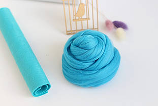 Вовна для валяння №410 бірюзова 22-24мкм (50г)