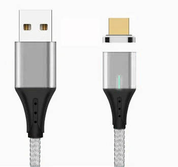 Магнітний кабель - Micro USB для заряджання і передачі даних 1 Метр Срібло Silver