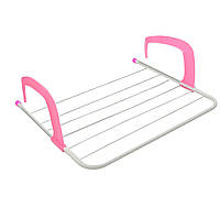 Сушилка для белья на балкон Fold Clothes Shelf TL00143-XXL 68х40 см Розовая, сушка для вещей на батарею (GK)