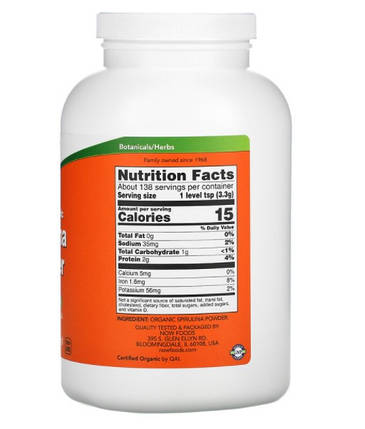 Спіруліна Now Foods Organic Spirulina Powder 454 г, фото 3