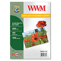 Фотобумага WWM шелковисто-матовая 260Г/м кв, А4, 100л (SM260.100)