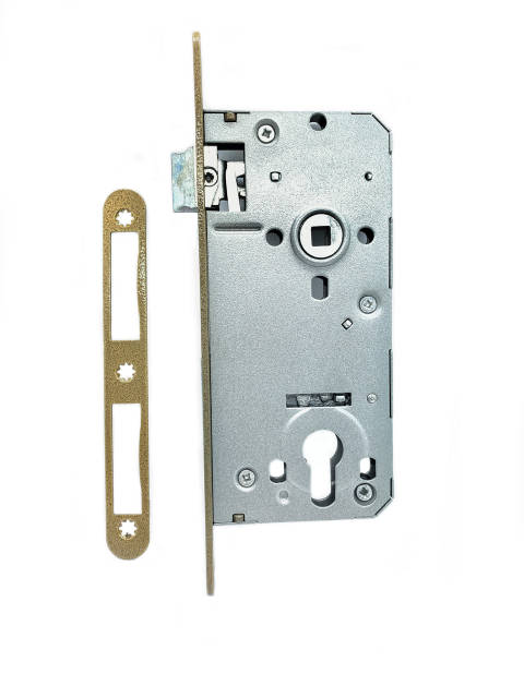 Замок врезной для дверей с ручками, цвет 