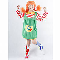 Карнавальный костюм для девочек Пеппи Длинный Чулок