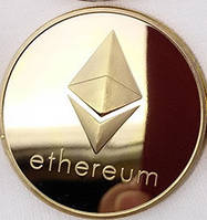 Монета сувенирная Ethereum в чехле , золото