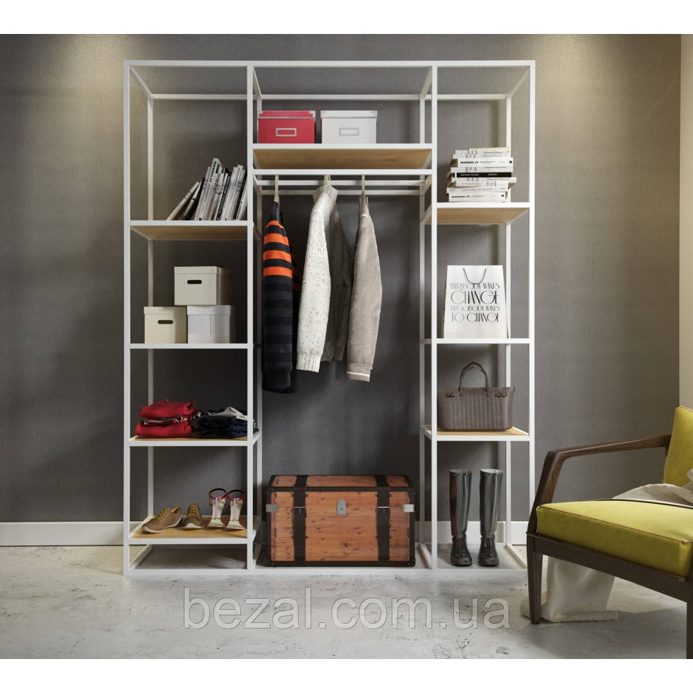 Відкритий шафа для одягу в стилі Лофт 2000х1600х500мм ВШ75, фото 1