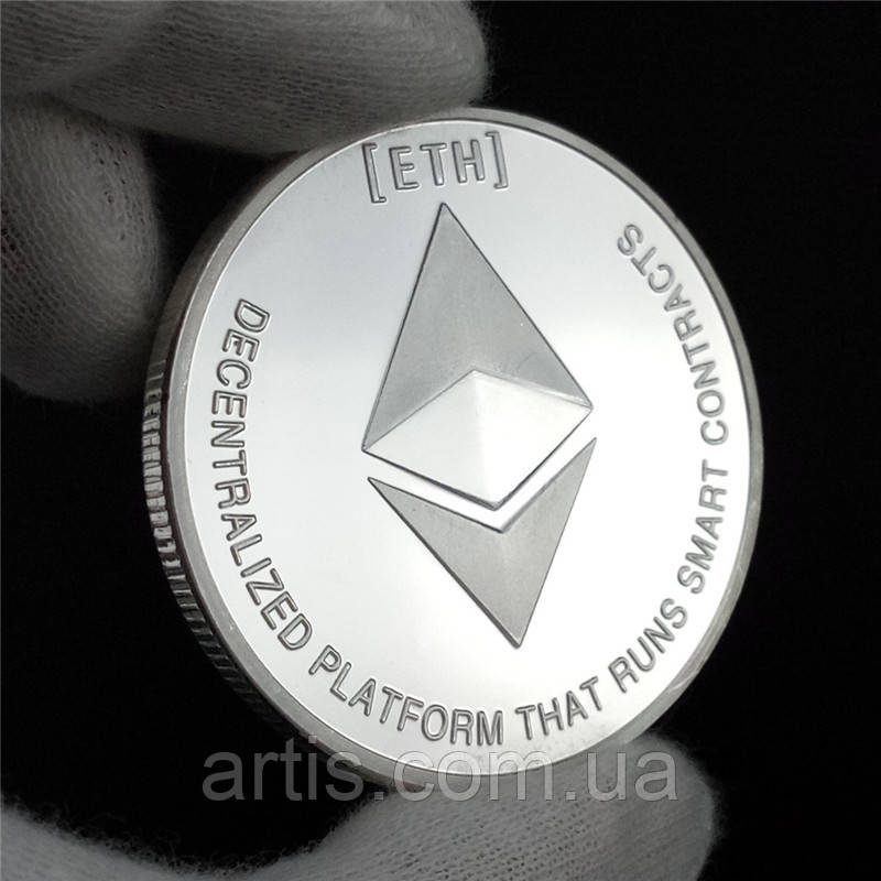 Монета сувенірна в чохлі Ethereum срібло