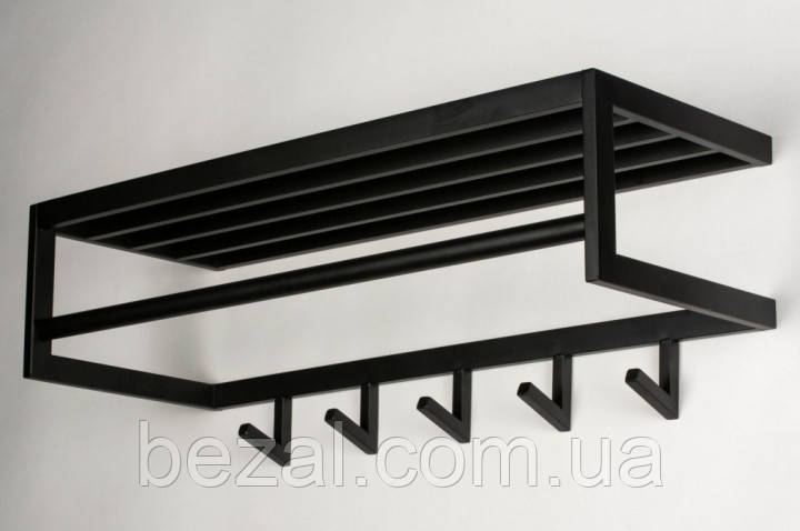 Вішалка настінна для одягу в стилі Лофт 7 гачків  950х300х250 OL716, фото 1