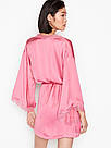 Сатиновий Халат Victoria's Secret Satin & Lace Robe, Рожевий з мереживом, фото 2