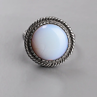 Лунный камень мельхиоровое кольцо, 2853КЦЛ
