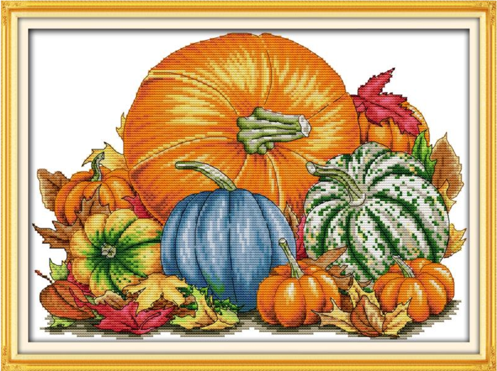 Набір для вишивання хрестиком за нанесеною на канву схемою "Pumpkin 3". AIDA 14CT printed 41*30 см