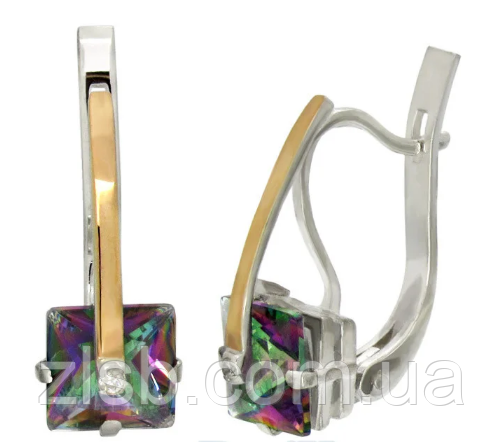 Срібні сережки з золотими накладками "Солодкий полон".  053с-07, фото 1