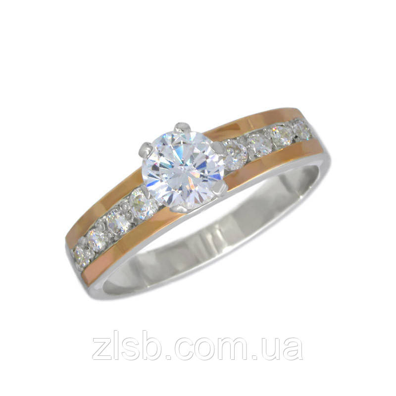 Срібна каблучка з золотими пластинами "Нона"  026к-01, фото 1