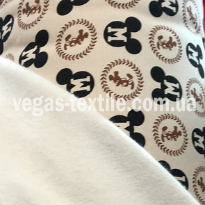 Тканина тринитка начіс принт Мікі Маус Туреччина (ширина 1.8/щільність 330 г/м2)