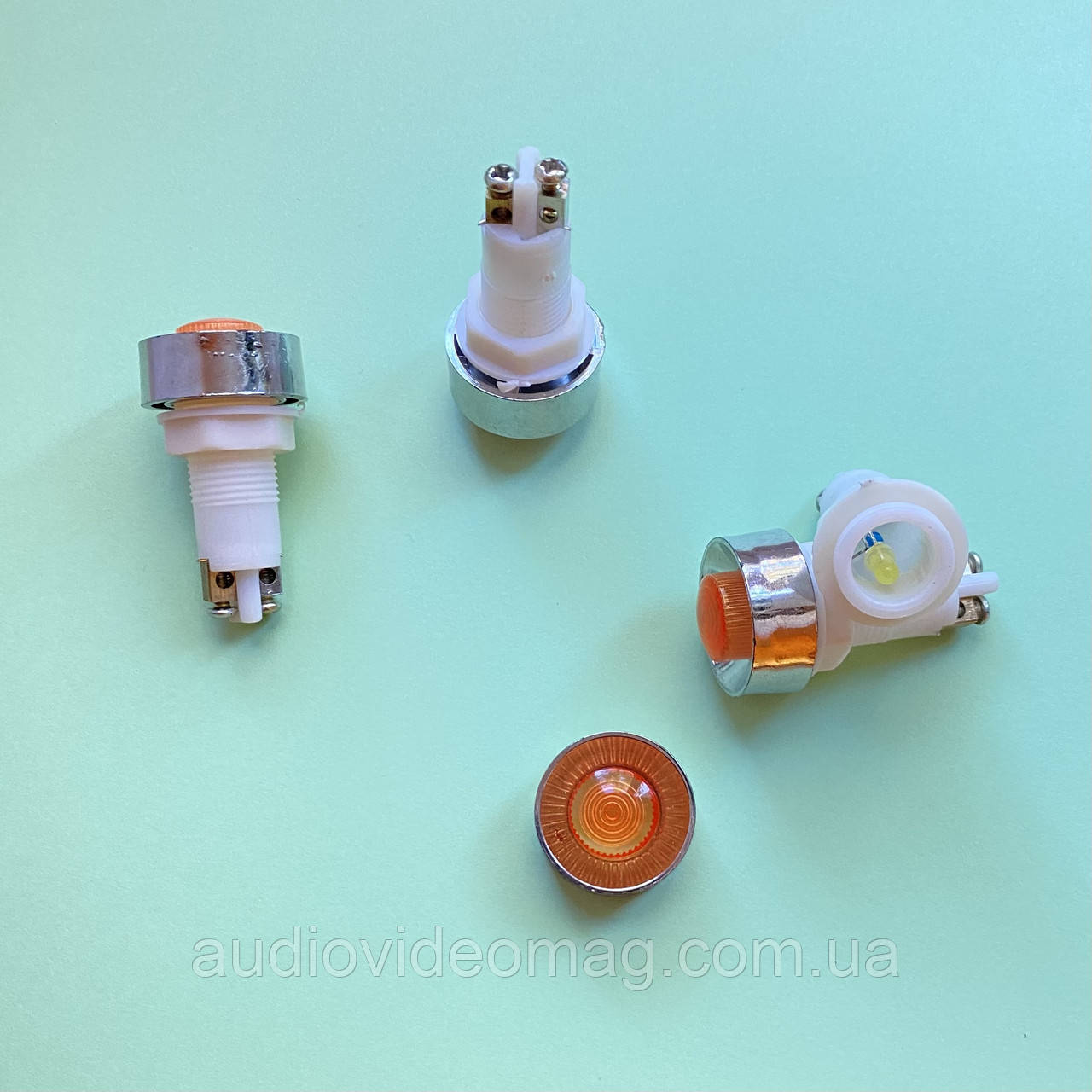 Сигнальна арматура (індикатор світлодіодний) 12 V, на панель, колір — оранжевий, фото 1