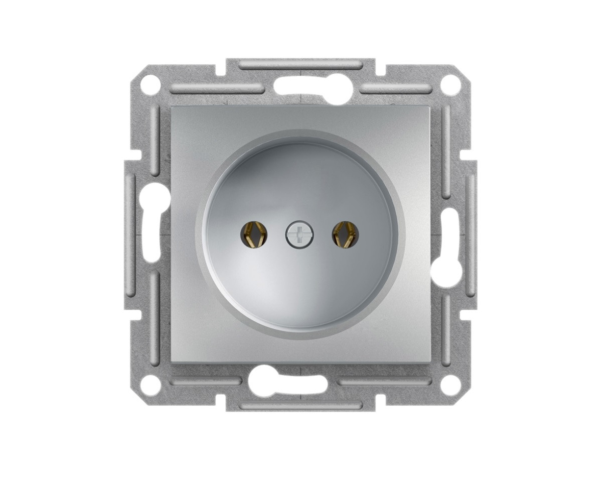 Asfora розетка без заземлення алюміній Schneider Electric, EPH3000161, фото 1