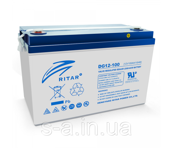Акумуляторна батарея GEL RITAR DG12-100, Gray Case, 12V 100.0 Ah ( 328 х 172 х 215 (220) ) Q1