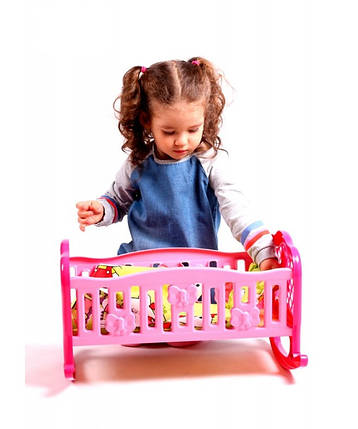 KM4524 Іграшка Колиска тм ТехноК: простирадло, подушка і ковдра 45 х 34 х 27 см, фото 1