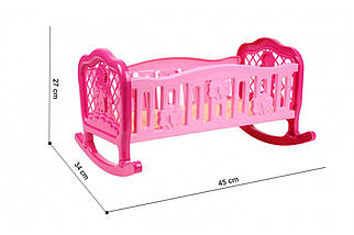 KM4524 Іграшка Колиска тм ТехноК: простирадло, подушка і ковдра 45 х 34 х 27 см, фото 3
