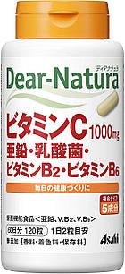 Asahi Dear Natura вітамін C 1000 мг, цинк, лактобатерії, віт B2, B6, 120 капс на 60 днів