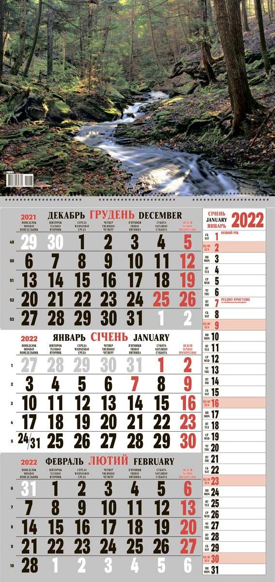 Квартальний календар настінний на 2022 р. 1 спіраль, 22-28, фото 1