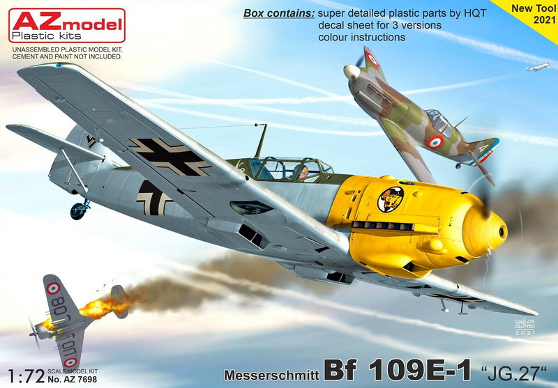 Пластикова модель 1/72 AZ model 7698 німецький винищувач Messerschmitt Bf 109E-1 „JG.27“