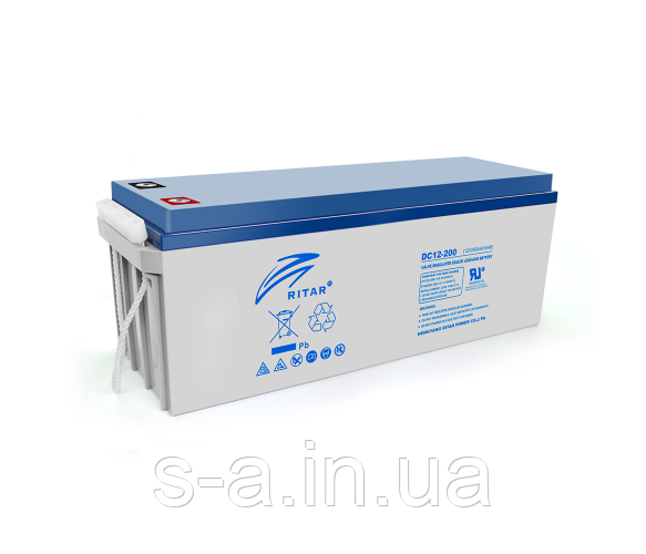 Акумуляторна батарея AGM RITAR DC12-200, Gray Case, 12V 200Ah ( 522 х 240 х 219 (224) ) Q1