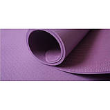 Килимок для йоги та фітнесу TPE (йога мат, каремат спортивний) OSPORT Yoga ECO Pro 6мм (OF-0082) Фіолетовий, фото 2