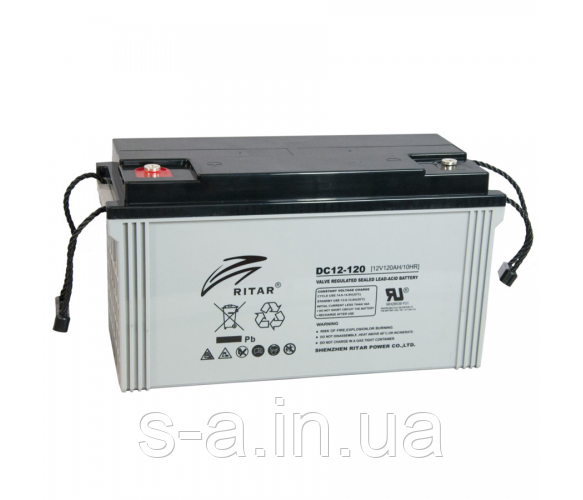 Акумуляторна батарея AGM RITAR DC12-120, Gray Case, 12V 120Ah ( 407 x 177 x 225 ) Q1