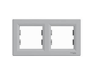 Asfora рамка двомісна горизонтальна алюміній Schneider Electric, EPH5800261