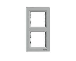 Asfora рамка двомісна вертикальна алюміній Schneider Electric, EPH5810261