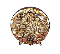 Сувенирная тарелка Украина города 12 см (сепия)