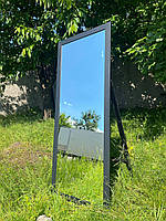 Зеркало напольное в прямой раме черного цвета на ножке 150 х 50 см